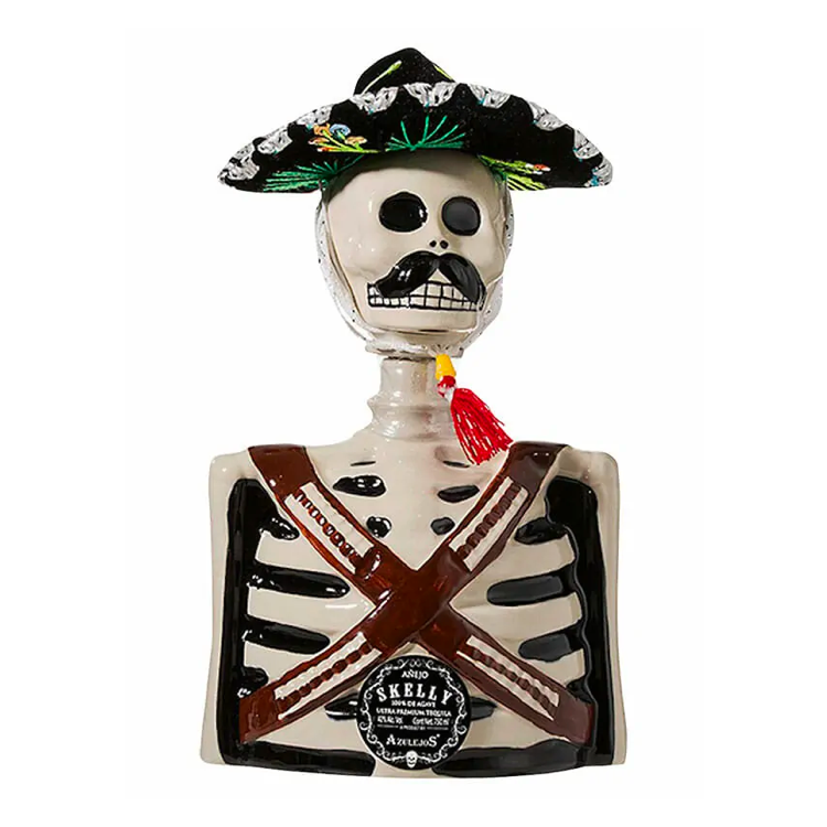 Los Azulejos Skelly Mustache Anejo - ishopliquor