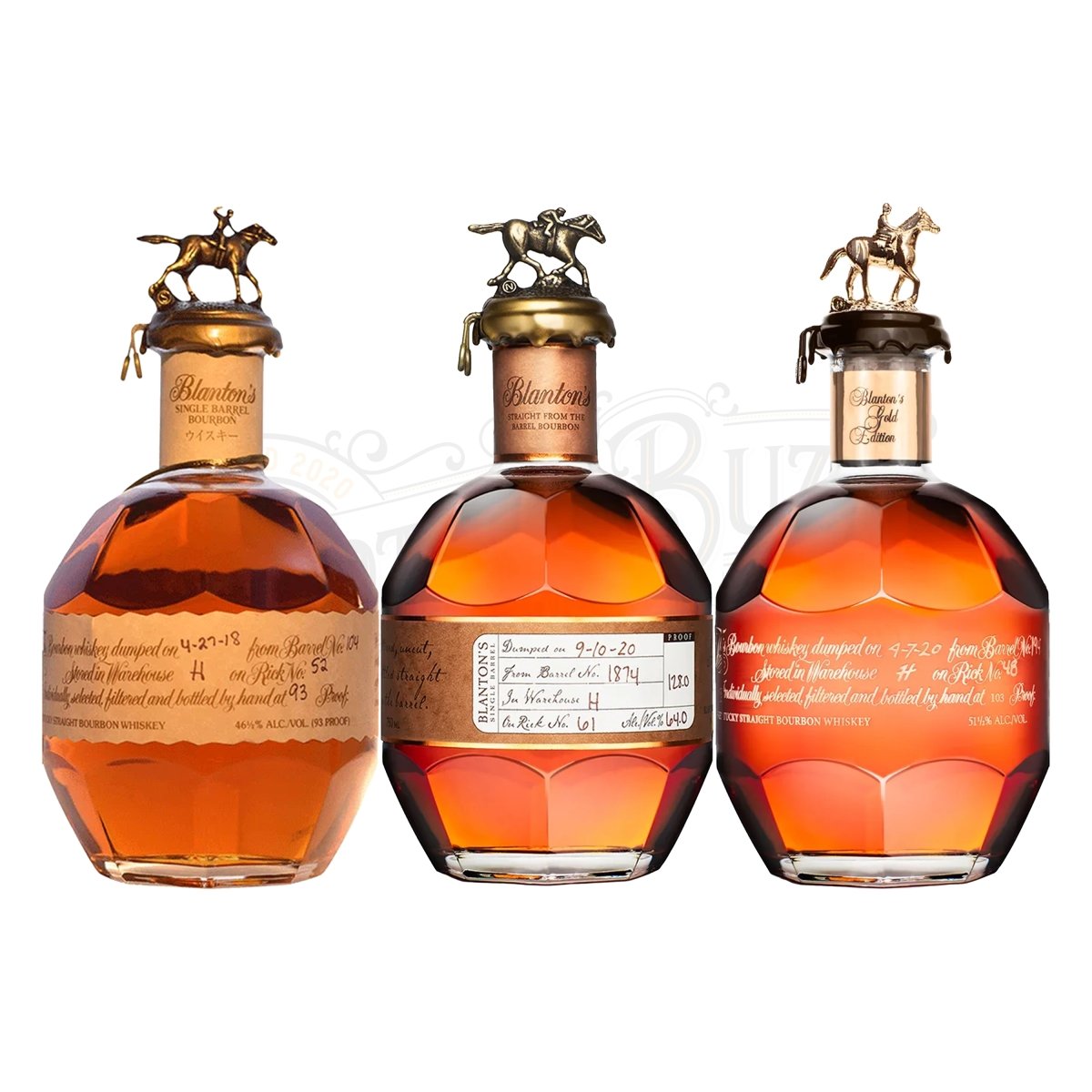 Blanton's Red Label, Straight From The Barrel & Gold Label Bundle